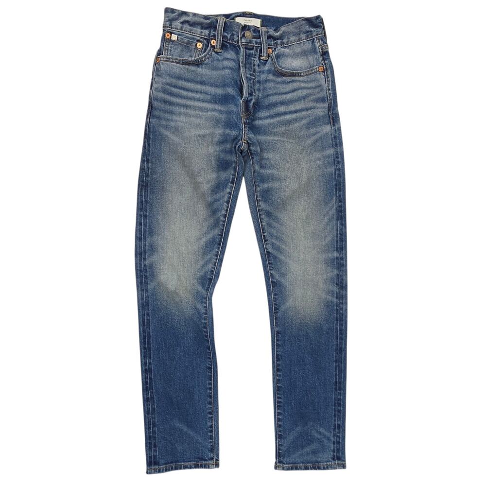 AE77 Classic Selvedge Medium Wash Button Fly Denim Jeans Men's Size 25x30